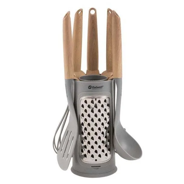 Outwell Adana Besteckset, Silver / brown, One Size Outwell Adana Besteckset, Silver / brown, One Size