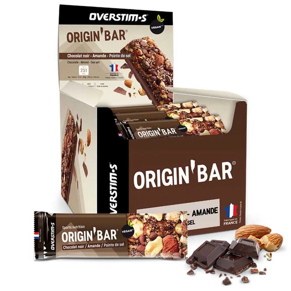 OVERSTIM.s Origin Bar Energie-riegel-box Zartbitterschokolade Und Mandeln 25 Einheiten, Brown / black, One Size OVERSTIM.s Origin Bar Energie-riegel-box Zartbitterschokolade Und Mandeln 25 Einheiten, Brown / black, One Size