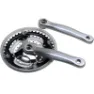 P2R Alu-Mountainbike-Kurbelgarnitur mit Kettenschutz 7-8V. 170 mm 42-34-24 Unisex, silber, 42/34-24t