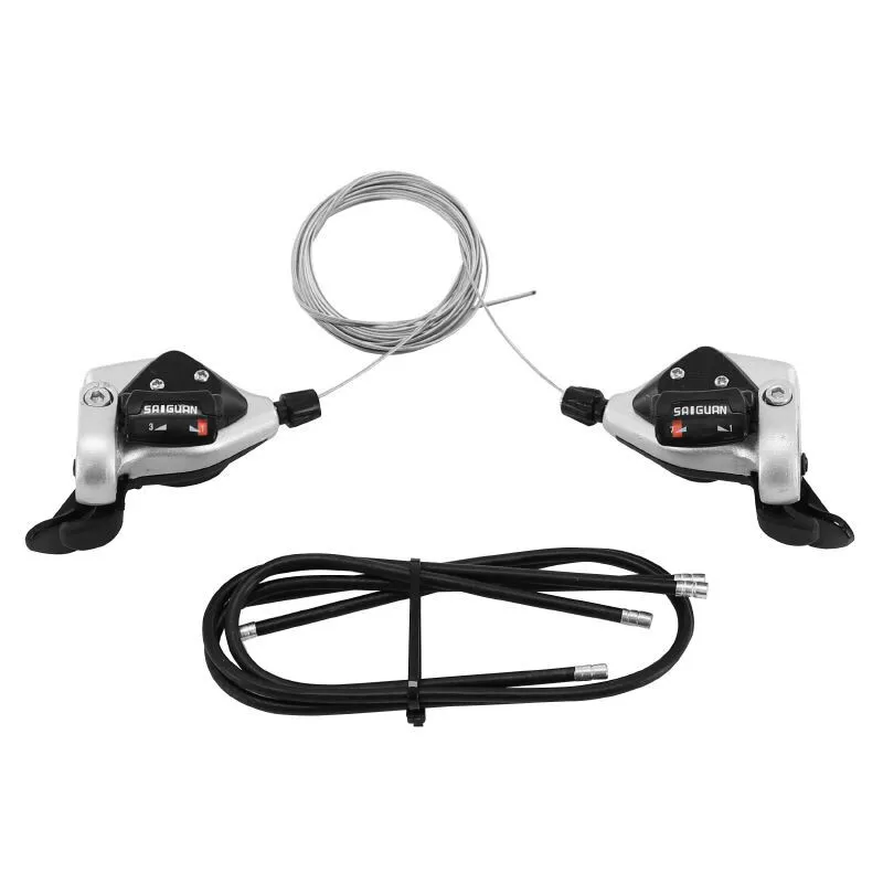 P2R Paar Fahrrad-/Mountainbike-Schalthebel Indexe Rapid Push-pull 7 V Unisex, schwarz, 7sp