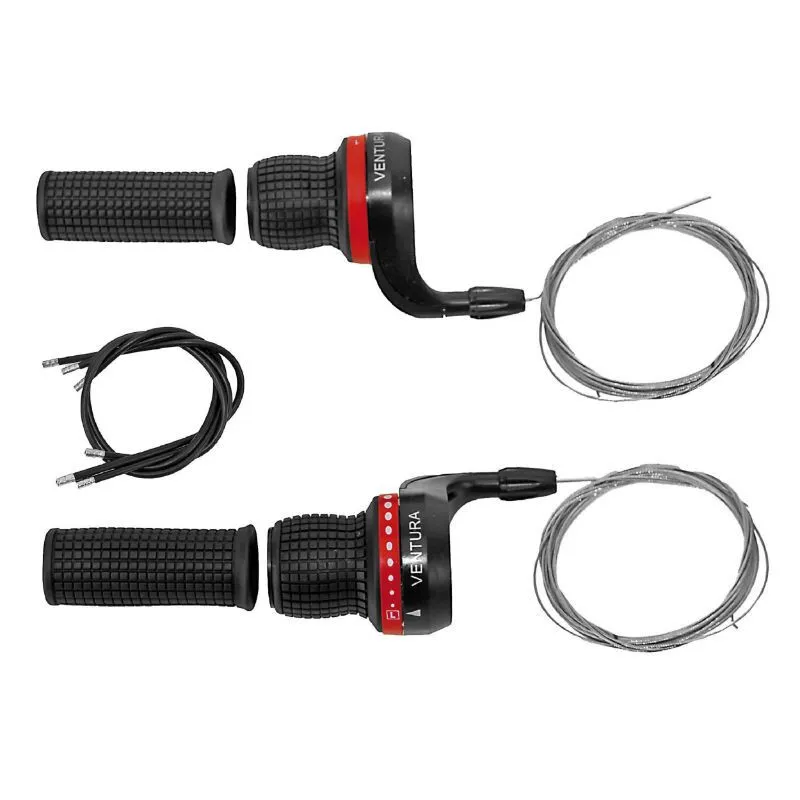 P2R Paar Fahrrad-Mountainbike-Schalthebel mit Drehgriffbeschichtung Ventura gripshift Unisex, schwarz, 3 x 7sp P2R Paar Fahrrad-Mountainbike-Schalthebel mit Drehgriffbeschichtung Ventura gripshift Unisex, schwarz, 3 x 7sp