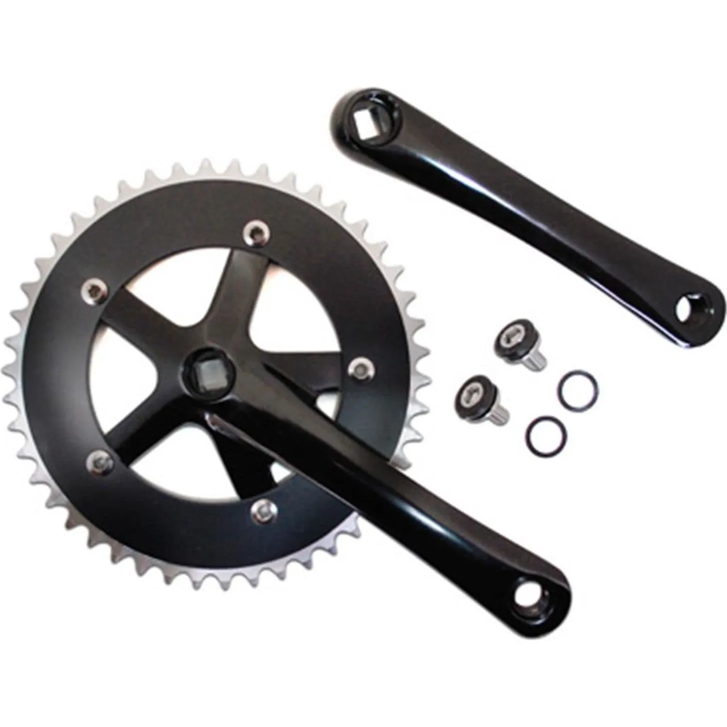 P2R Pedalset Straße Alu Plateau Fixie 3.30 165 mm 46D. D130 mm (Singlespeed) Unisex, schwarz, 46t