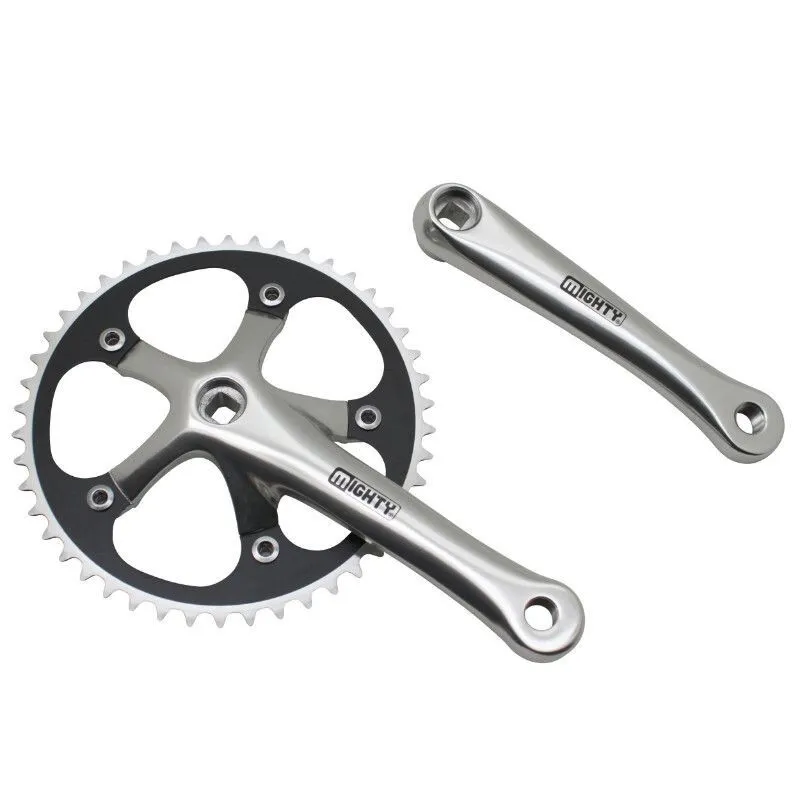 P2R Tretlager Straße Alu Kettenblatt Fixie 3.30 165 mm 46D. (Fixie - Singlespeed) Diam. 130 Unisex, silber, 46t