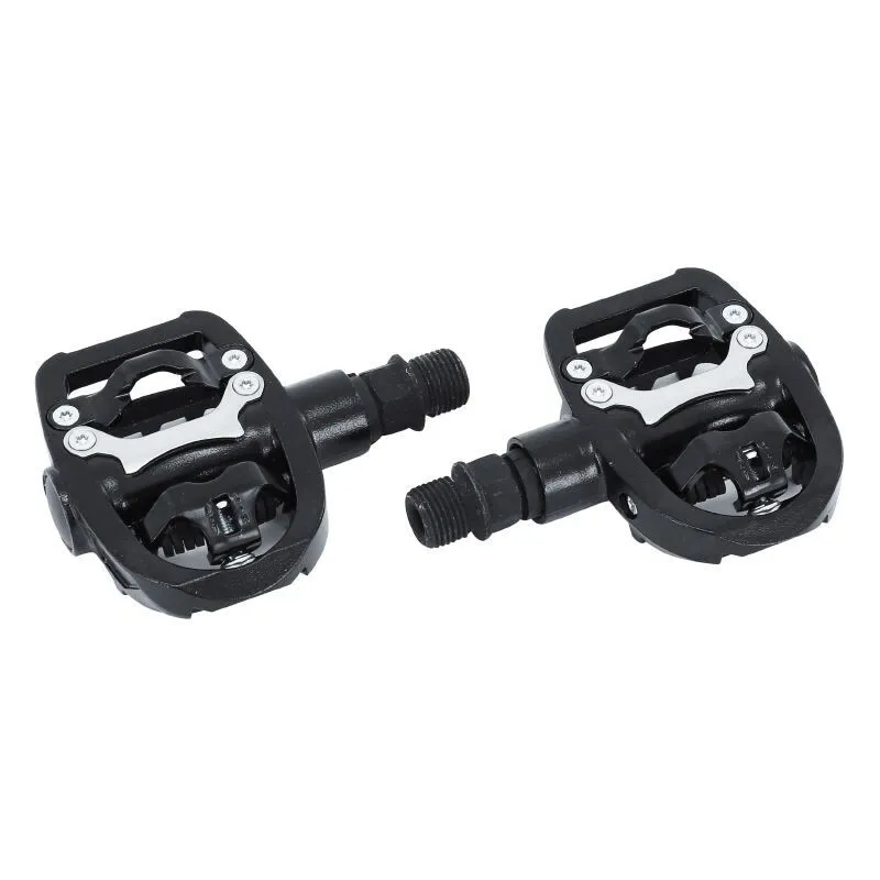 P2R Vielseitige automatische MTB-Pedale wellgo Plattform 1 Seite klassisch und 1 Seite mit Keilen VP-SPD Unisex, schwarz, TU