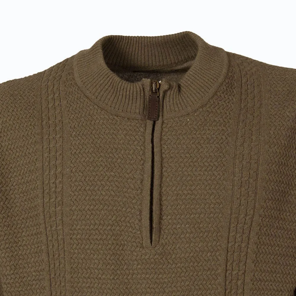 Pasion Morena Zip Round Neck Pullover, Green Pasion Morena Zip Round Neck Pullover, Green