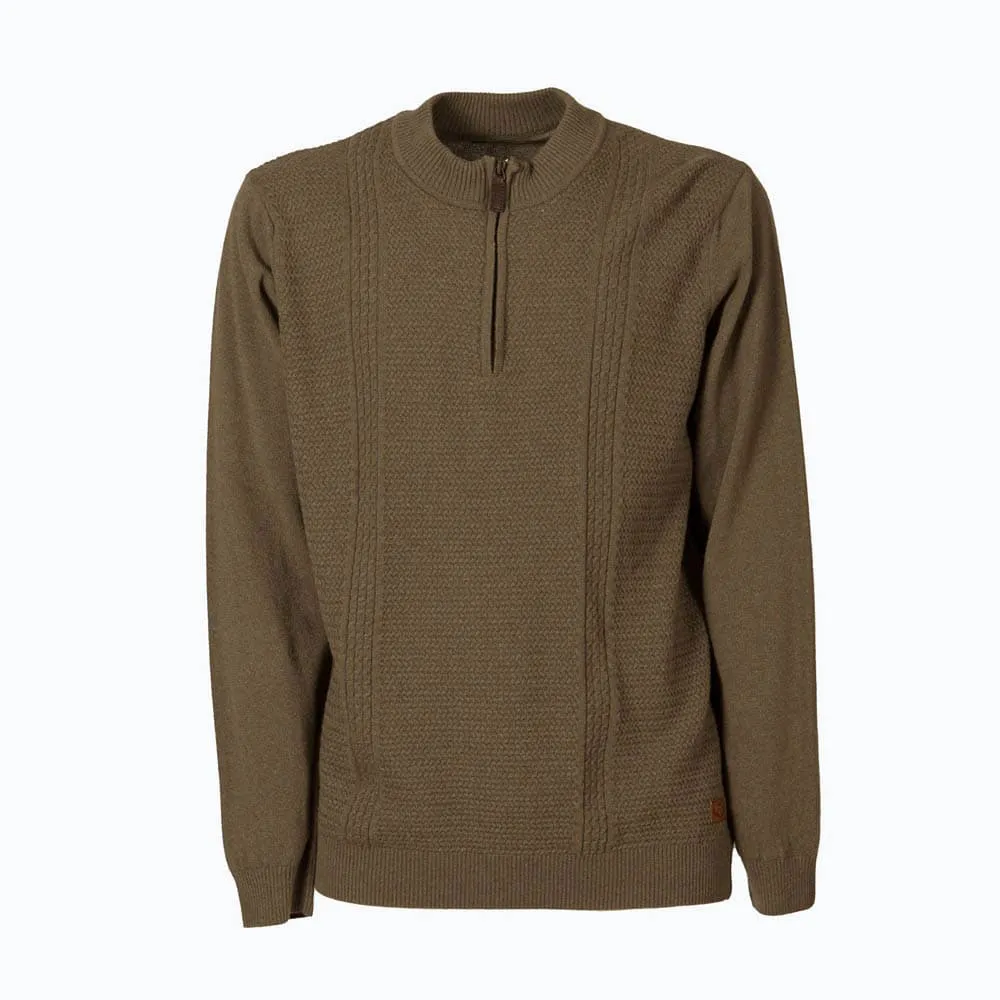 Pasion Morena Zip Round Neck Pullover, Green Pasion Morena Zip Round Neck Pullover, Green