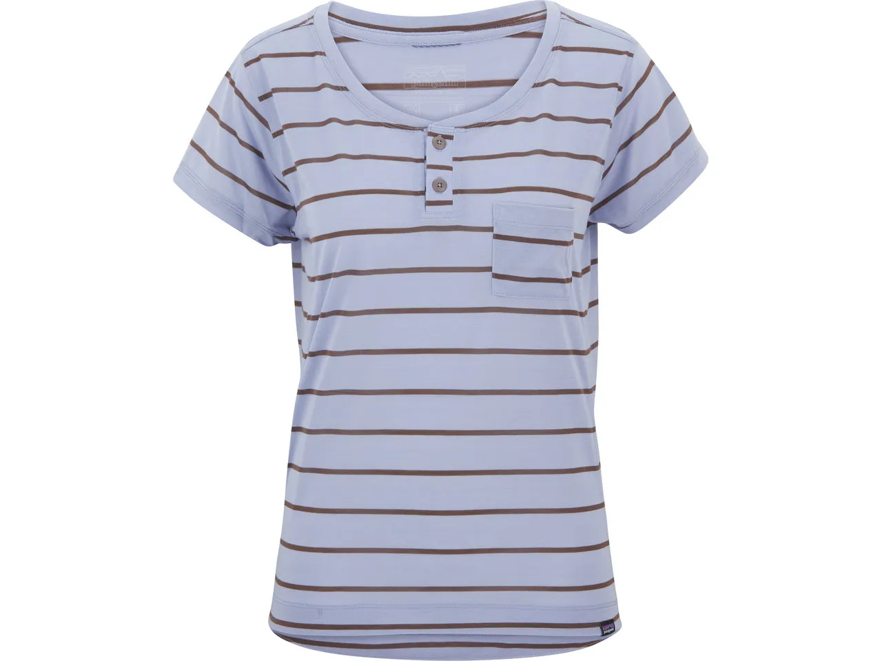 Patagonia Capilene Cool Trail Henley Damen T-Shirt, Furrow stripe-light current blue Patagonia Capilene Cool Trail Henley Damen T-Shirt, Furrow stripe-light current blue