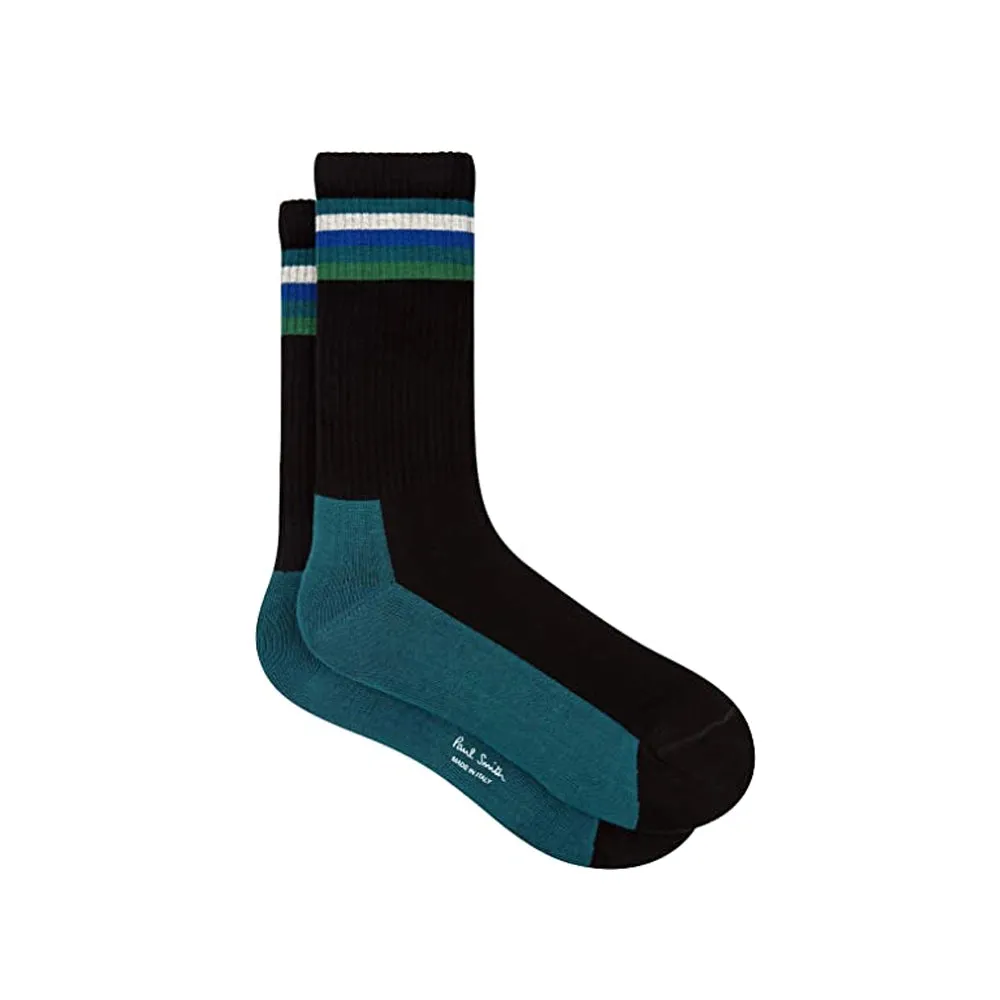 Paul Smith Alfonzo Stripe Socken, Teal / schwarz