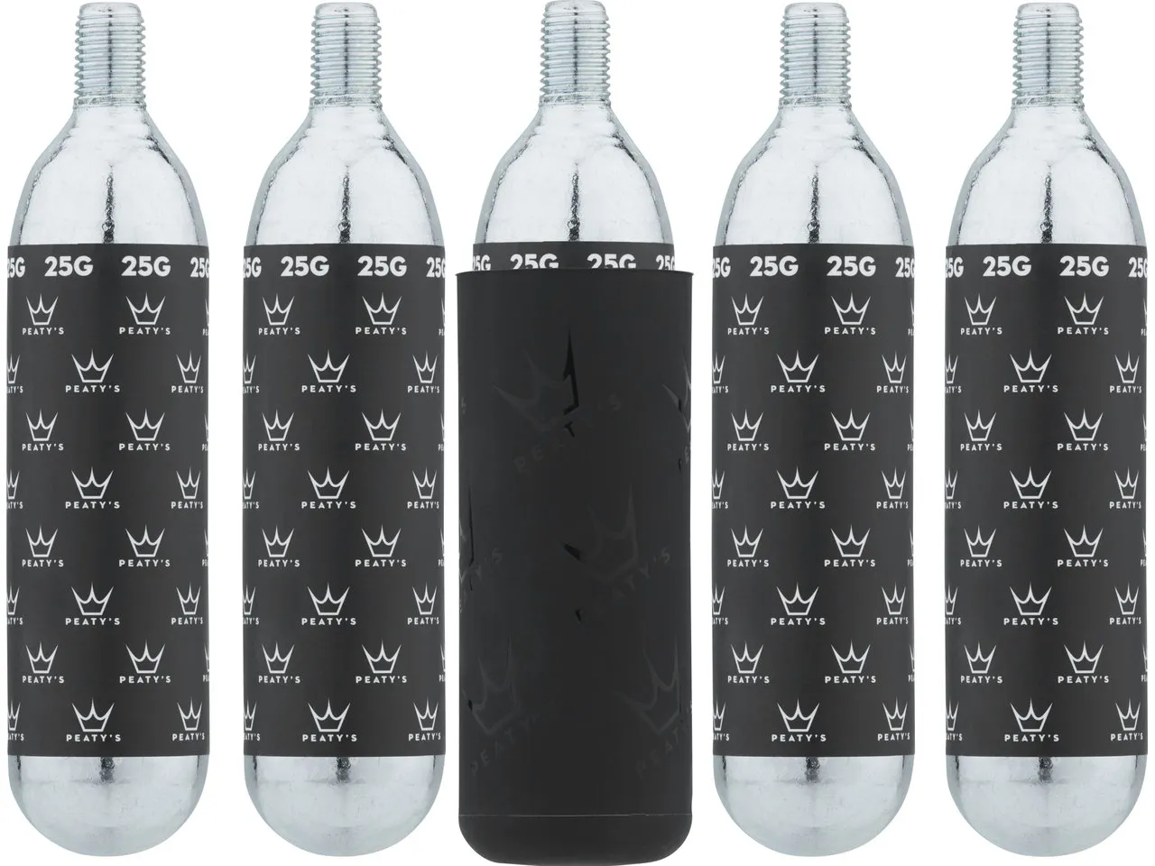 Peaty's Holeshot CO2 Cartridge Ersatzkartuschen 25 g - 5 Stück, Black / silver, 25g Peaty's Holeshot CO2 Cartridge Ersatzkartuschen 25 g - 5 Stück, Black / silver, 25g