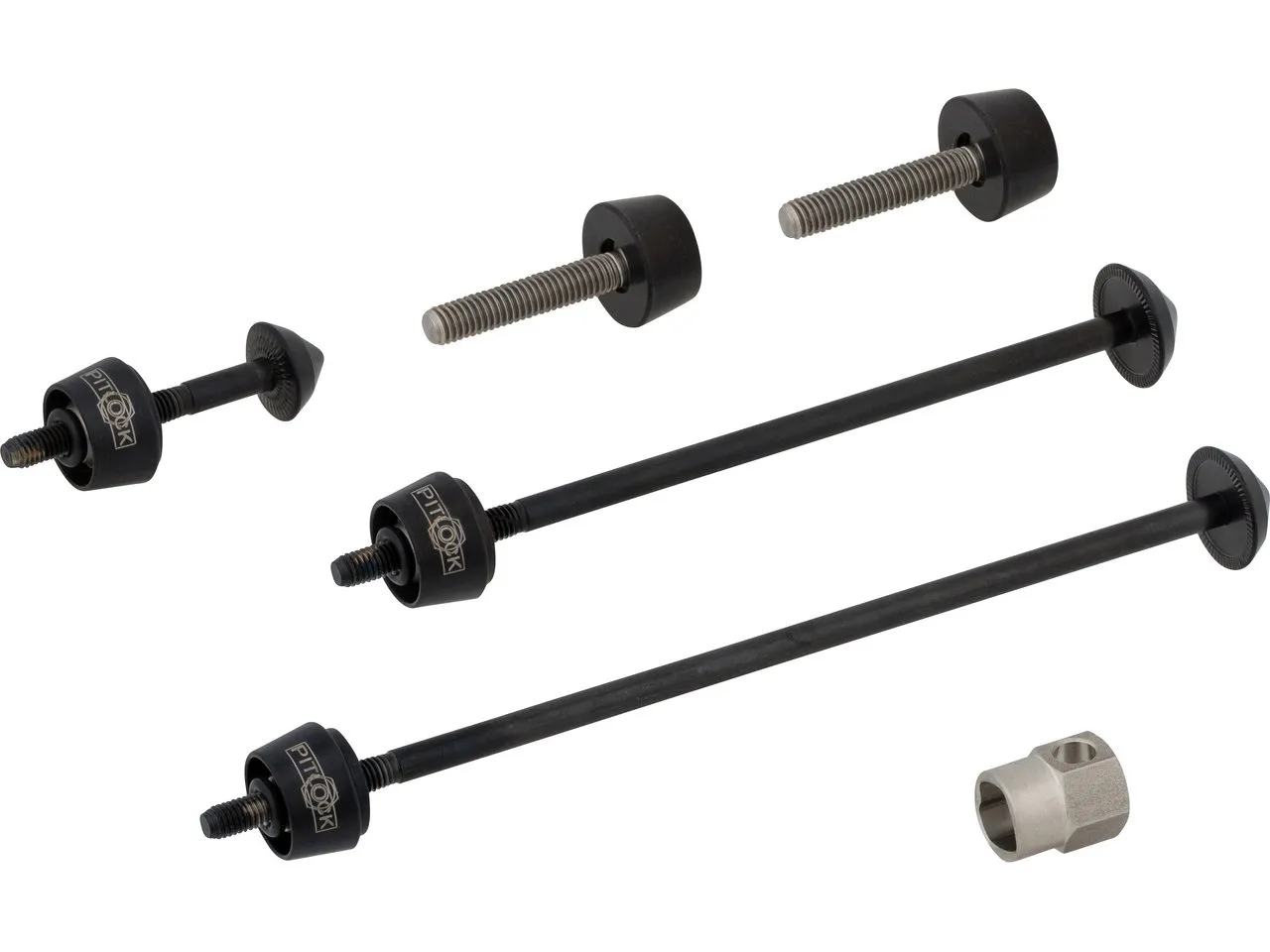 Pitlock Sicherung Set 02/BR Vorderrad + Hinterrad + Sattelstütze + Bremse, Schwarz, one_size Pitlock Sicherung Set 02/BR Vorderrad + Hinterrad + Sattelstütze + Bremse, Schwarz, one_size