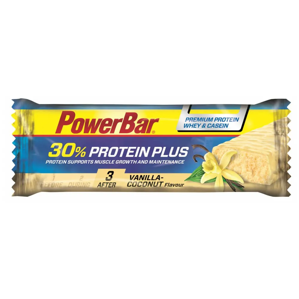 Powerbar Plus 30% Proteinriegelbox Vanille & Kokosnuss 55g 15 Einheiten, Blue, One Size Powerbar Plus 30% Proteinriegelbox Vanille & Kokosnuss 55g 15 Einheiten, Blue, One Size