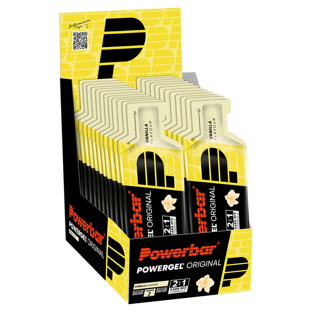 Powerbar Powergel Original Schachtel Mit Energiegelen Vanille 41g 24 Einheiten, Black / yellow, One Size Powerbar Powergel Original Schachtel Mit Energiegelen Vanille 41g 24 Einheiten, Black / yellow, One Size