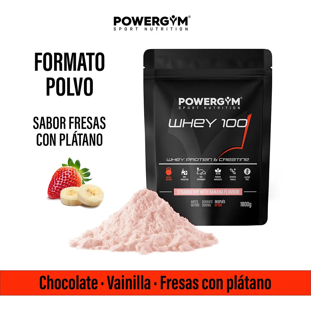 Powergym 100 Molkenprotein Banane Und Erdbeere 1800g, One size Powergym 100 Molkenprotein Banane Und Erdbeere 1800g, One size