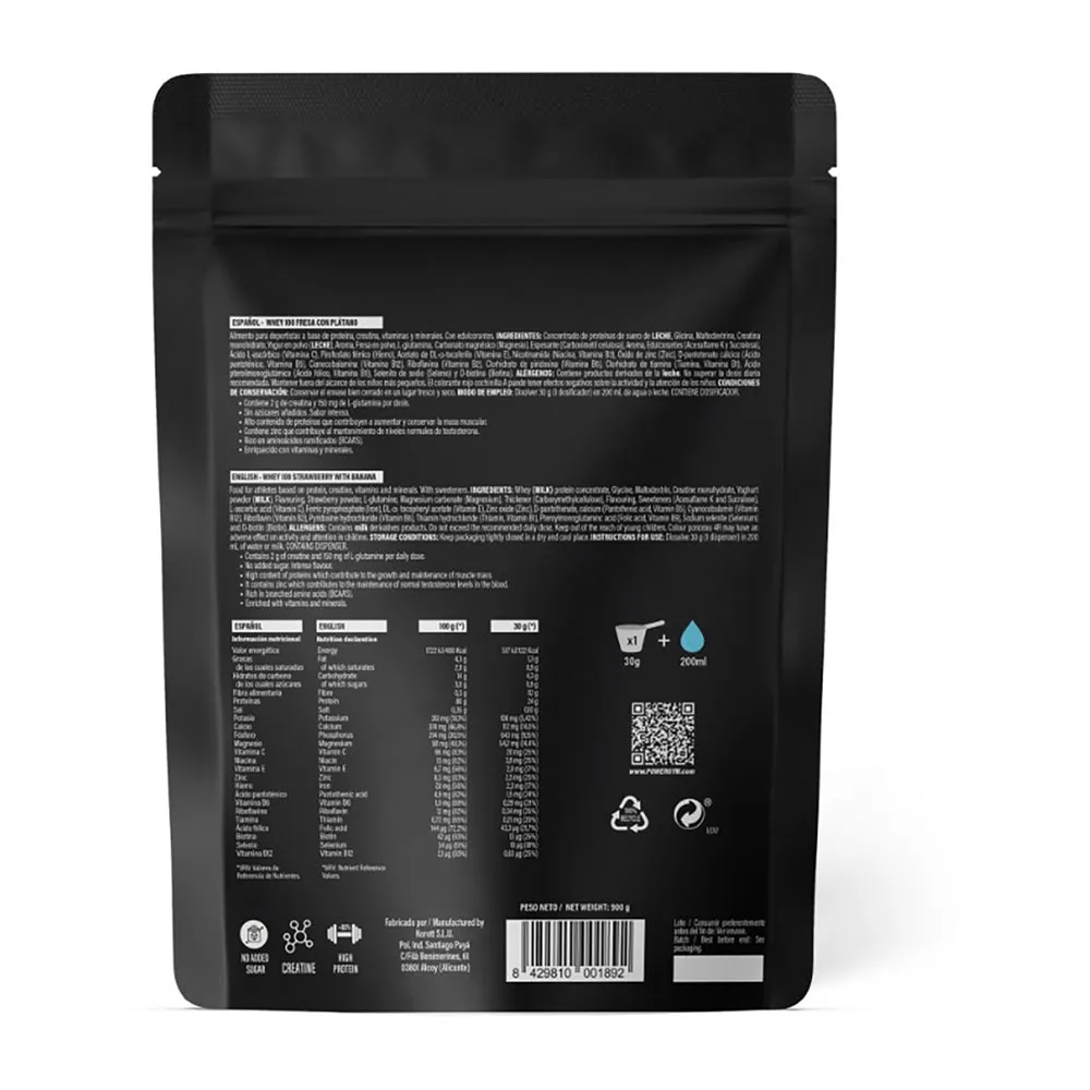Powergym 100 Molkenprotein Banane Und Erdbeere 900g, One size Powergym 100 Molkenprotein Banane Und Erdbeere 900g, One size