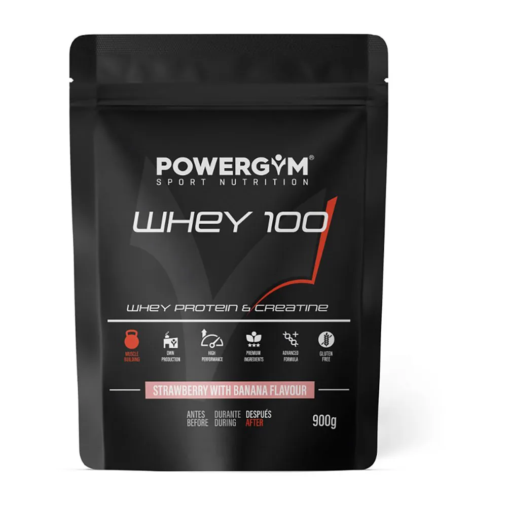 Powergym 100 Molkenprotein Banane Und Erdbeere 900g, One size Powergym 100 Molkenprotein Banane Und Erdbeere 900g, One size