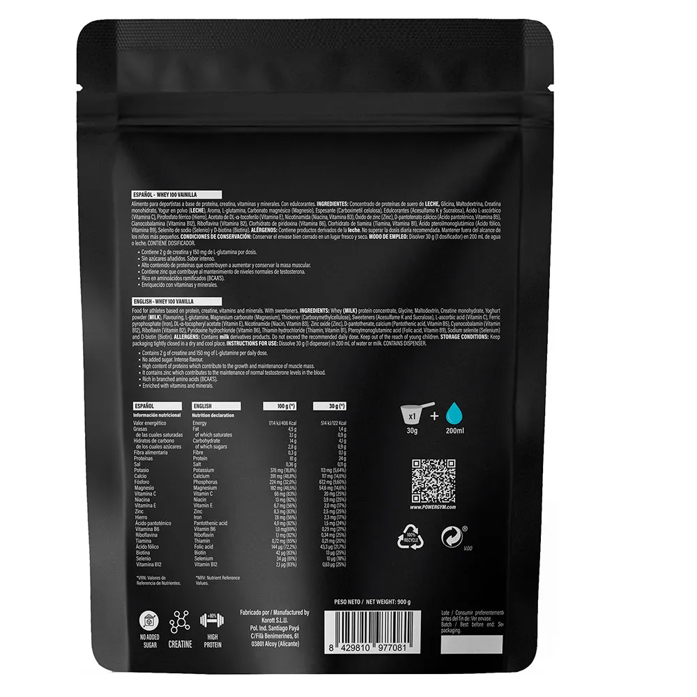 Powergym 100 Molkenprotein Vanille 900g, Multicolor, One Size Powergym 100 Molkenprotein Vanille 900g, Multicolor, One Size