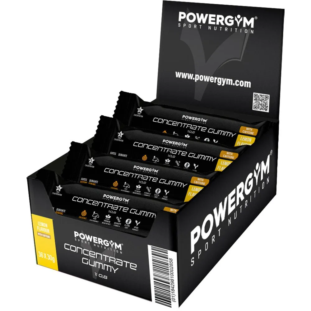 Powergym Concentrate Schachtel Mit Gummibär-energieriegeln Zitrone 30g 36 Einheiten, One size Powergym Concentrate Schachtel Mit Gummibär-energieriegeln Zitrone 30g 36 Einheiten, One size