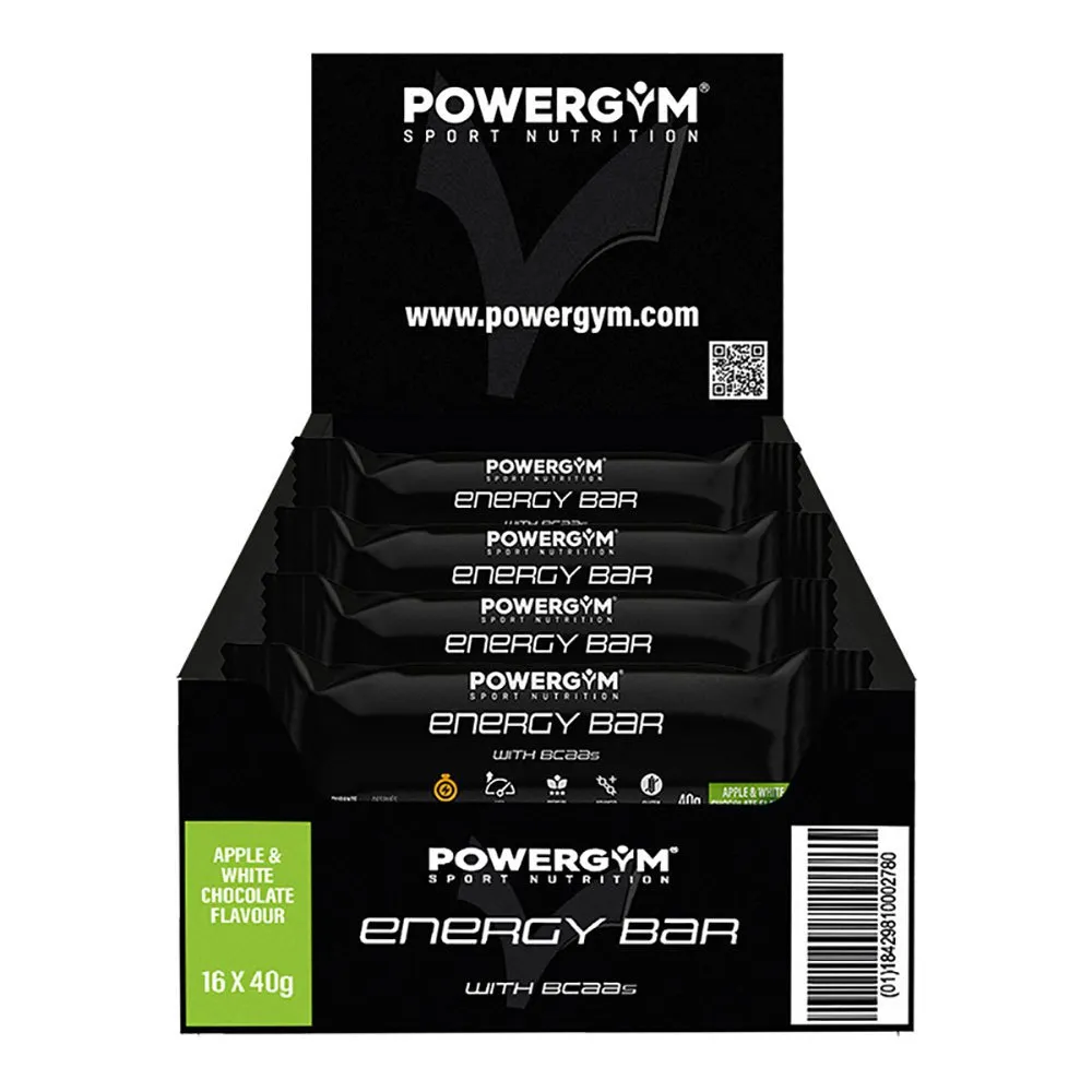 Powergym Energie-riegel-box Apfel Und Weiße Schokolade 40g 24 Einheiten, Black, One Size Powergym Energie-riegel-box Apfel Und Weiße Schokolade 40g 24 Einheiten, Black, One Size