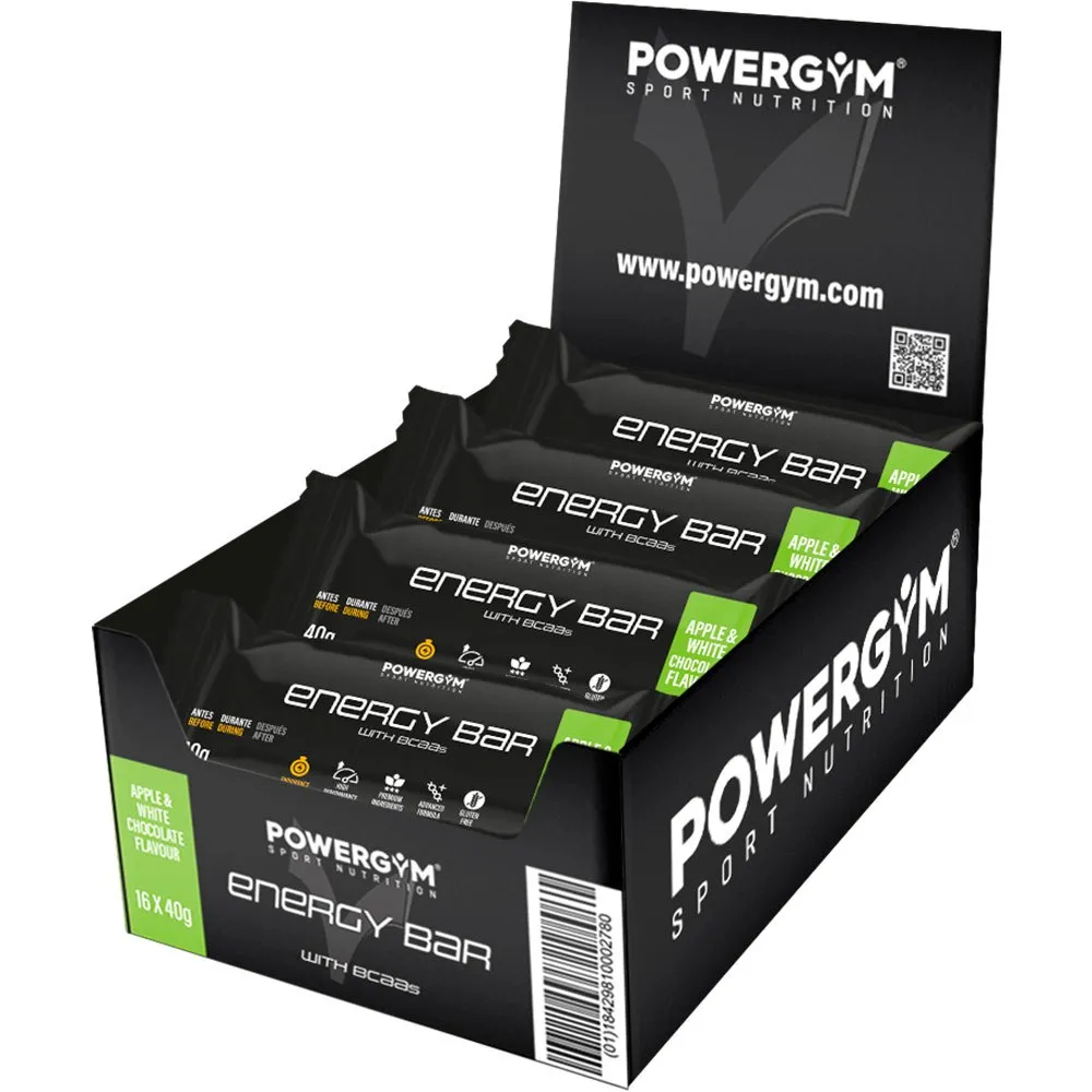 Powergym Energie-riegel-box Apfel Und Weiße Schokolade 40g 24 Einheiten, Black, One Size Powergym Energie-riegel-box Apfel Und Weiße Schokolade 40g 24 Einheiten, Black, One Size