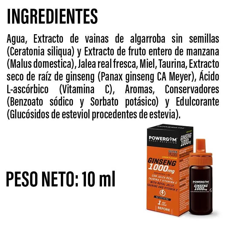Powergym Ginseng 10ml Vialbox Orange 24 Einheiten, White, One Size