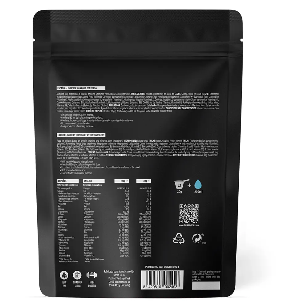 Powergym Isowhey 100 Molkenproteinisolat Joghurt Und Erdbeeren 900g, One size Powergym Isowhey 100 Molkenproteinisolat Joghurt Und Erdbeeren 900g, One size
