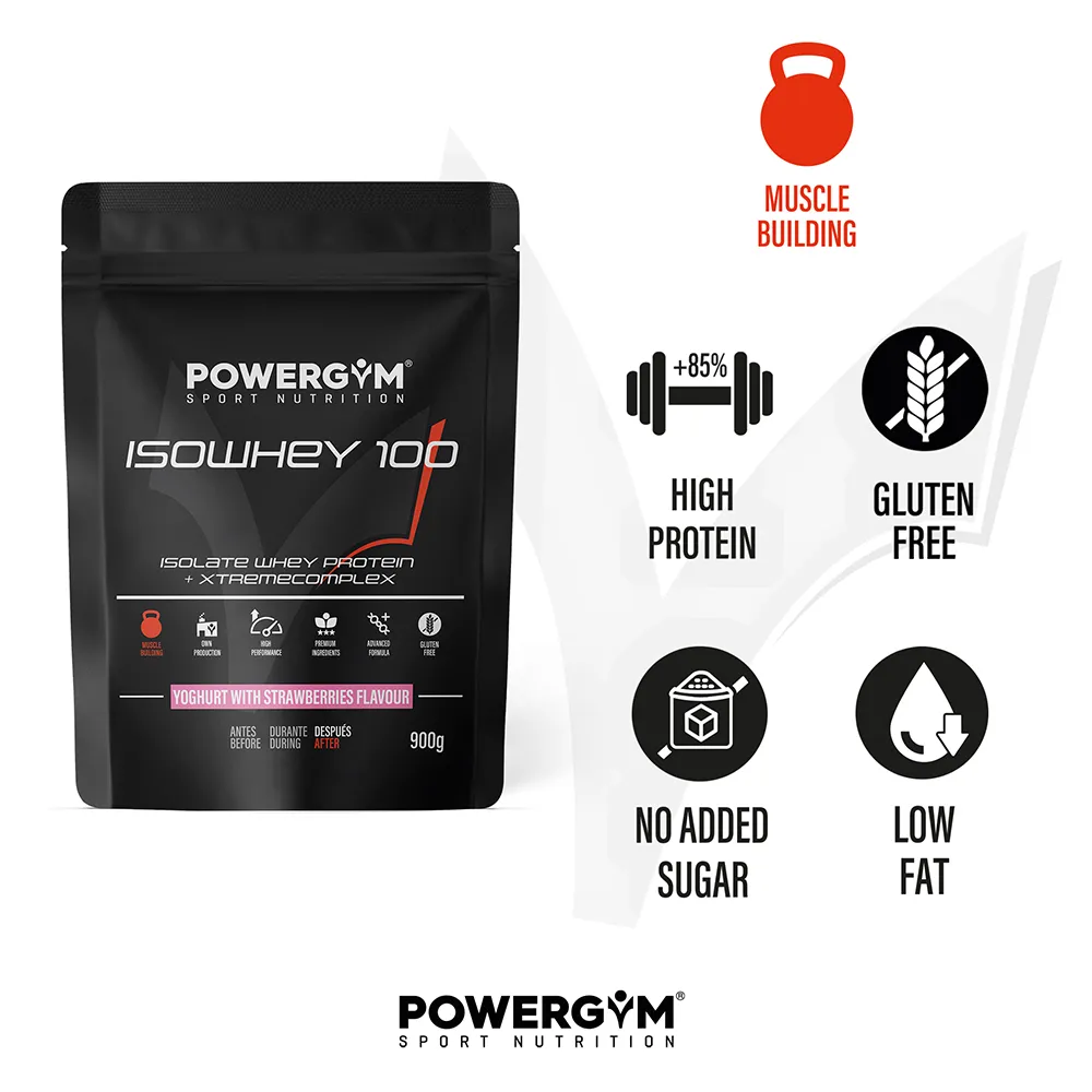 Powergym Isowhey 100 Molkenproteinisolat Joghurt Und Erdbeeren 900g, One size Powergym Isowhey 100 Molkenproteinisolat Joghurt Und Erdbeeren 900g, One size