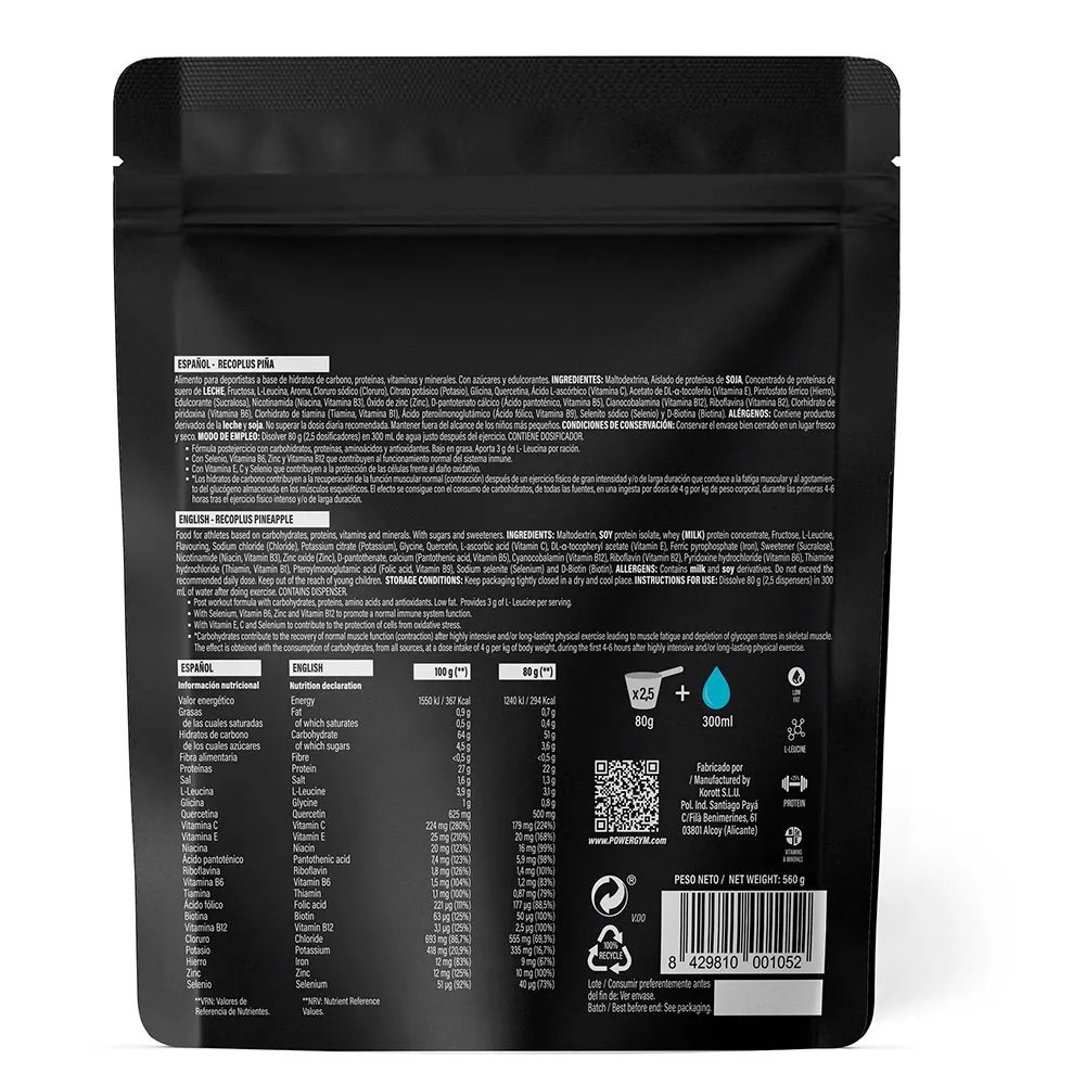 Powergym Recoplus Protein Ananas 560g, One size Powergym Recoplus Protein Ananas 560g, One size