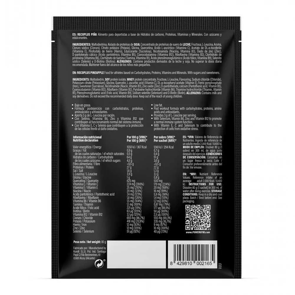 Powergym Recoplus Recovery-monodose-box Ananas 80g 15 Einheiten, White, One Size Powergym Recoplus Recovery-monodose-box Ananas 80g 15 Einheiten, White, One Size