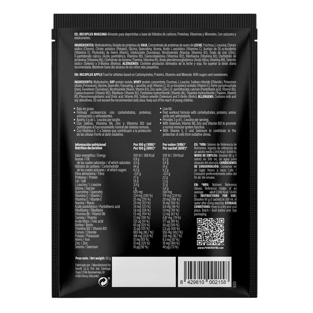 Powergym Recoplus Recovery-monodose-box Apfel 80g 15 Einheiten, White, One Size Powergym Recoplus Recovery-monodose-box Apfel 80g 15 Einheiten, White, One Size