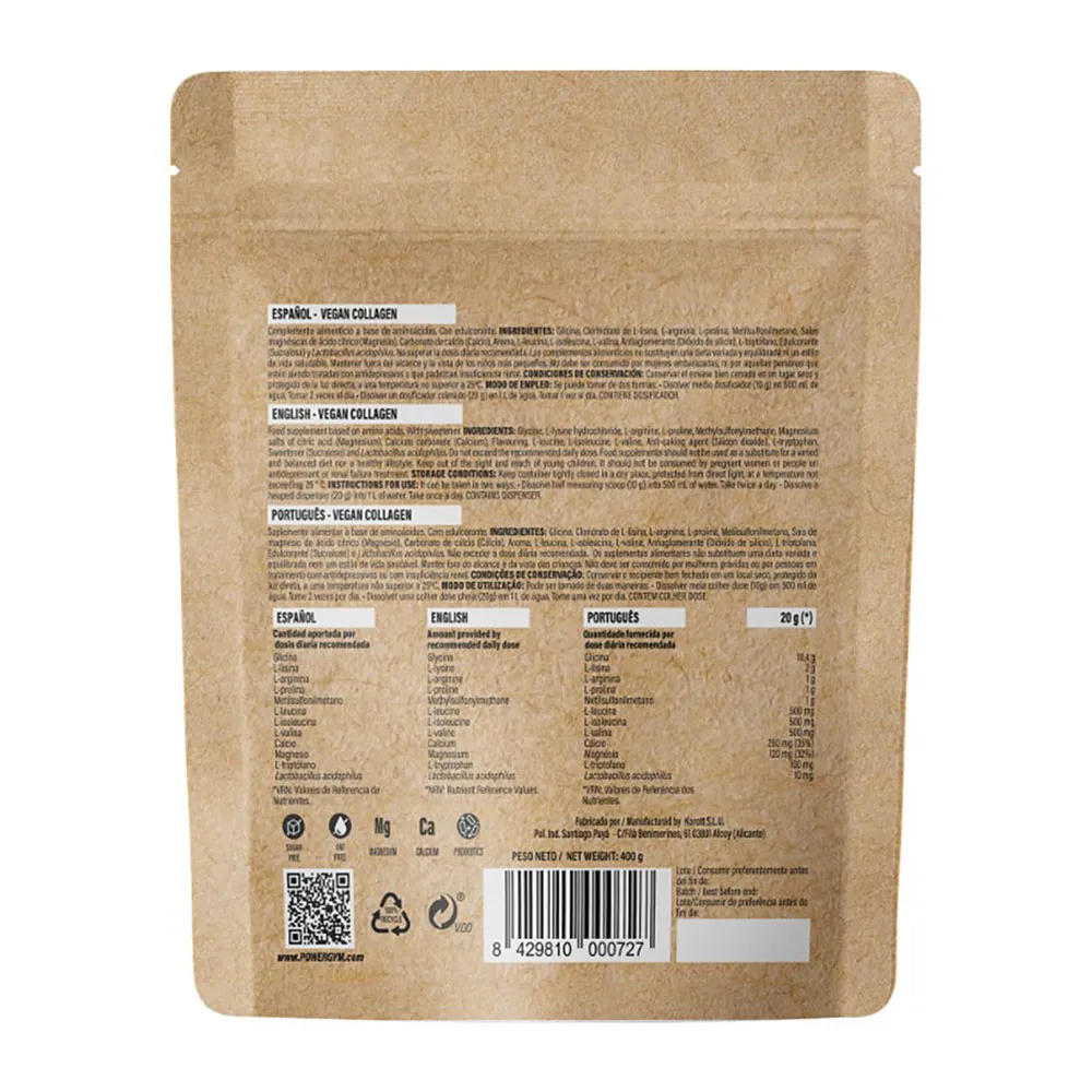 Powergym Veganes Kollagen 400g, Beige, One Size Powergym Veganes Kollagen 400g, Beige, One Size
