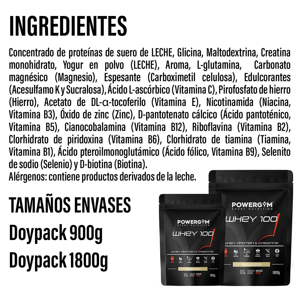 Powergym Whey 100 Vanilleprotein 1800g, One size Powergym Whey 100 Vanilleprotein 1800g, One size
