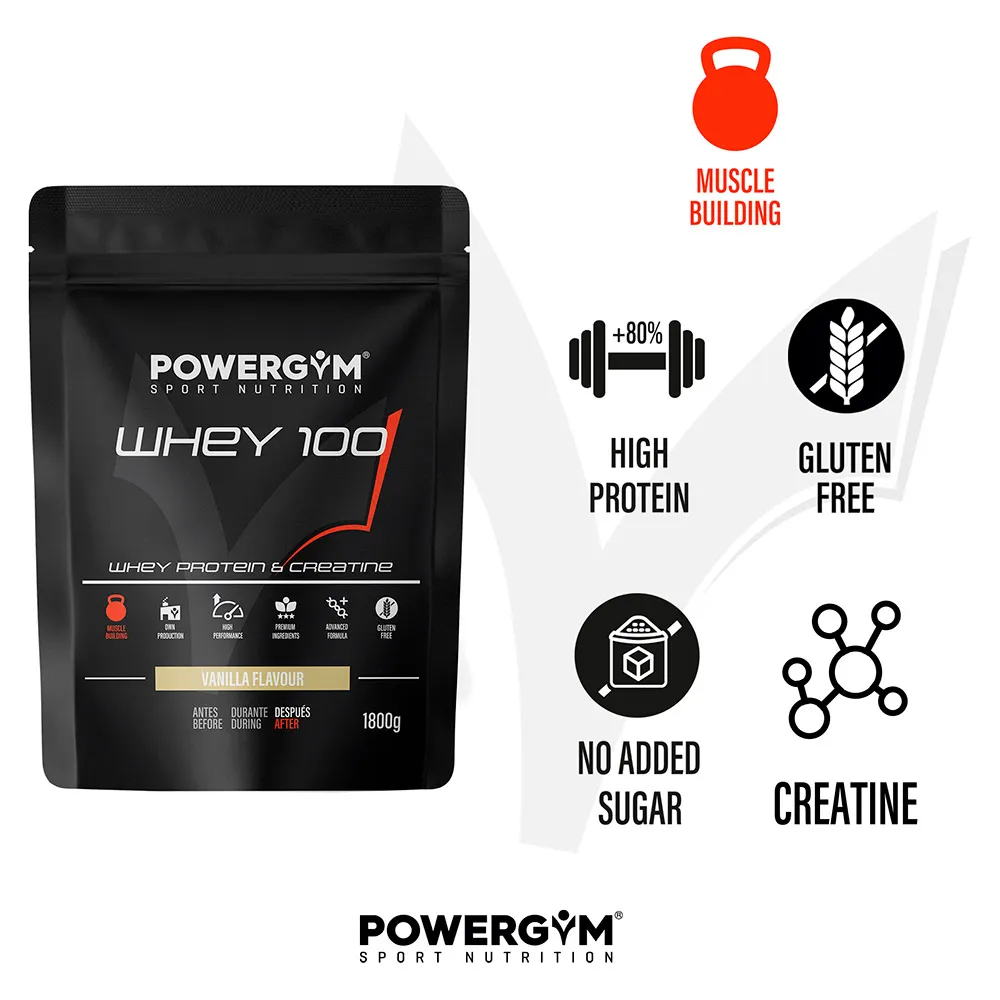 Powergym Whey 100 Vanilleprotein 1800g, One size Powergym Whey 100 Vanilleprotein 1800g, One size