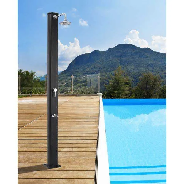Productos Qp Aluminium Solardusche Mit Fußbadhahn 32l, Black, One Size Productos Qp Aluminium Solardusche Mit Fußbadhahn 32l, Black, One Size