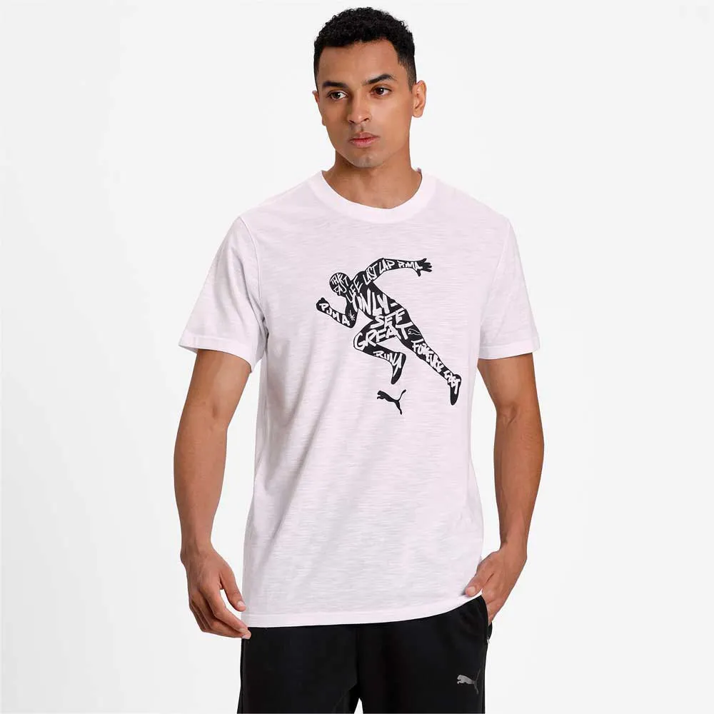 Puma Performance Graphic Kurzarm-t-shirt male, Puma white / osg runner