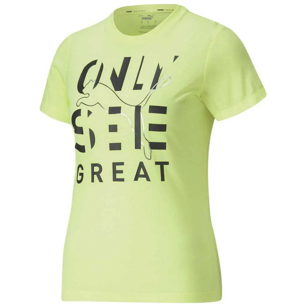 Puma Performance Slogan Kurzarm-t-shirt female, Fizzy yellow / black osg print Puma Performance Slogan Kurzarm-t-shirt female, Fizzy yellow / black osg print