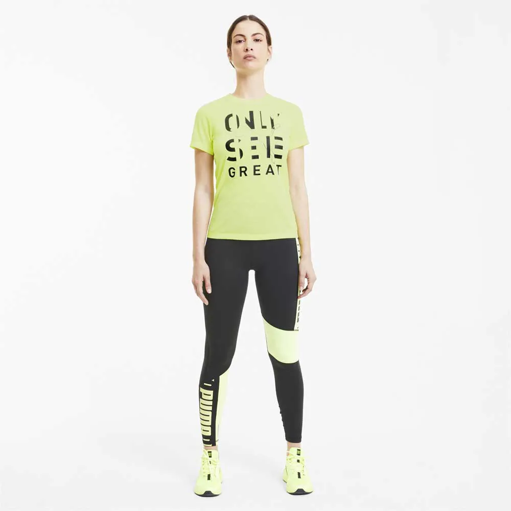 Puma Performance Slogan Kurzarm-t-shirt female, Fizzy yellow / black osg print Puma Performance Slogan Kurzarm-t-shirt female, Fizzy yellow / black osg print