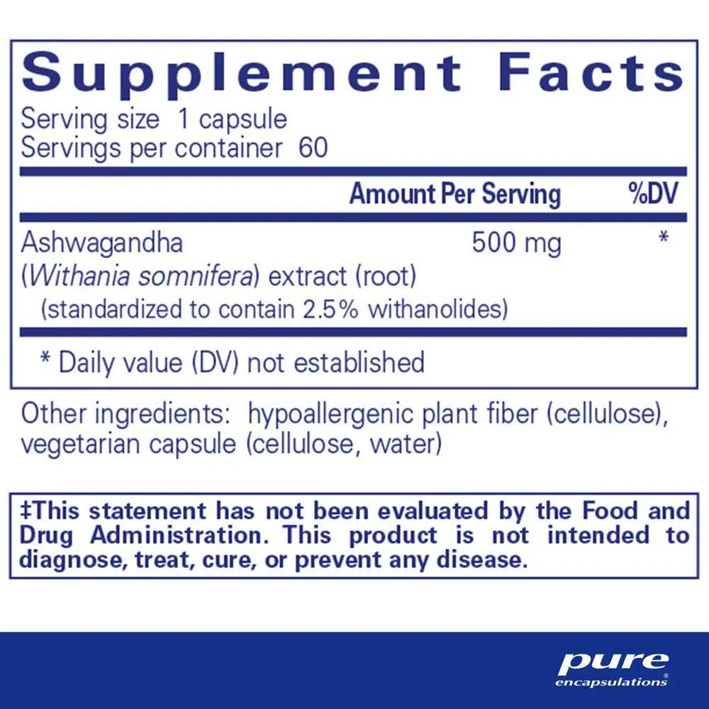 Pure Encapsulations Ashwagandha Kapseln 60 Einheiten, One size