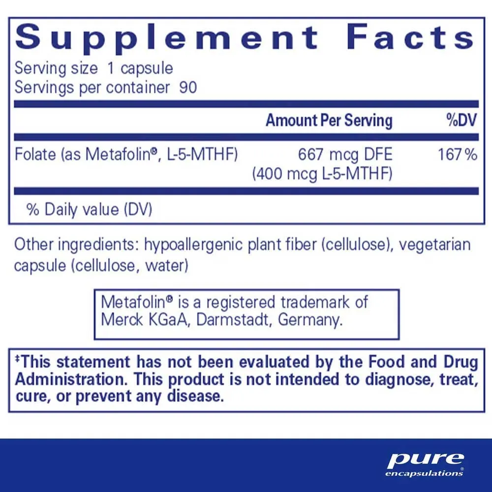 Pure Encapsulations Folate 400 Kapseln Für Frauen 90 Einheiten, One size Pure Encapsulations Folate 400 Kapseln Für Frauen 90 Einheiten, One size