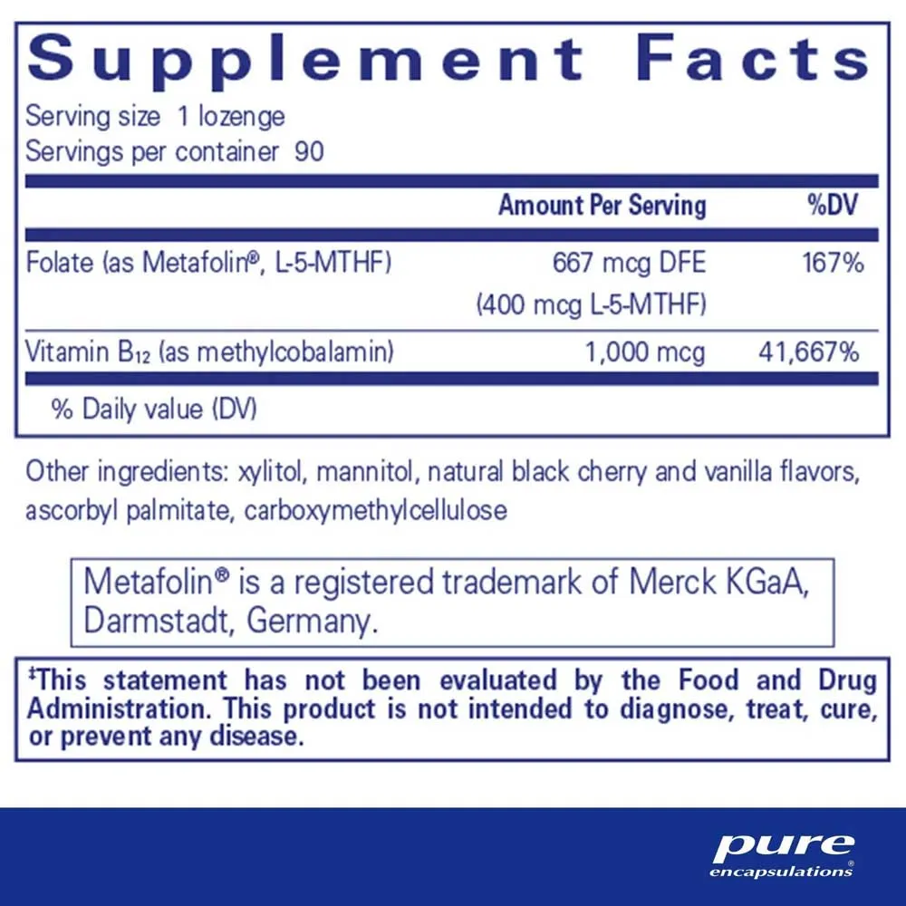 Pure Encapsulations Vitamin B12 Folsäure 90 Einheiten, One size
