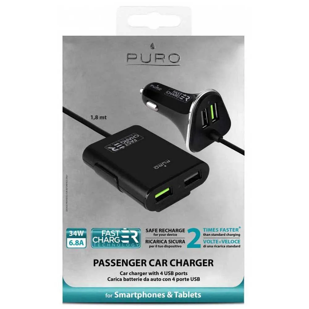 Puro Passenger Usb + Usb 6.8a 2 Ports Ladegerät, Black, One Size Puro Passenger Usb + Usb 6.8a 2 Ports Ladegerät, Black, One Size