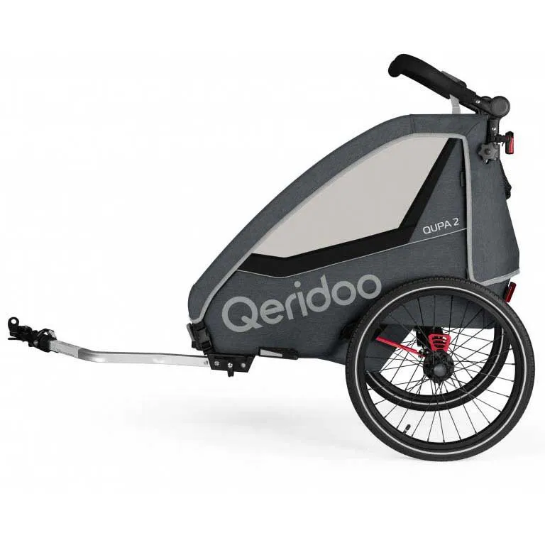 Qeridoo Qupa2 Fahrradanhänger, Grey, Max 60kg Qeridoo Qupa2 Fahrradanhänger, Grey, Max 60kg