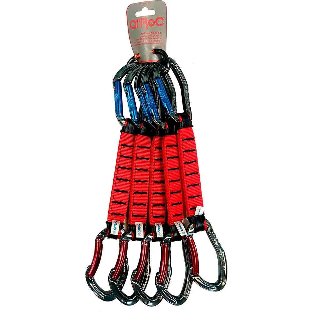 Qi'roc Urano Poliamida Recto+curvo+poliamida 16/25x160 Mm Karabinerhaken 5 Einheiten, Grey / blue / red, One Size Qi'roc Urano Poliamida Recto+curvo+poliamida 16/25x160 Mm Karabinerhaken 5 Einheiten, Grey / blue / red, One Size