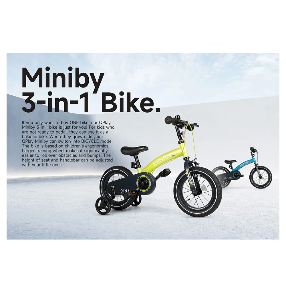 Qplay 3 In 1 Miniby 14´´ Fahrrad, Black, One Size Qplay 3 In 1 Miniby 14´´ Fahrrad, Black, One Size