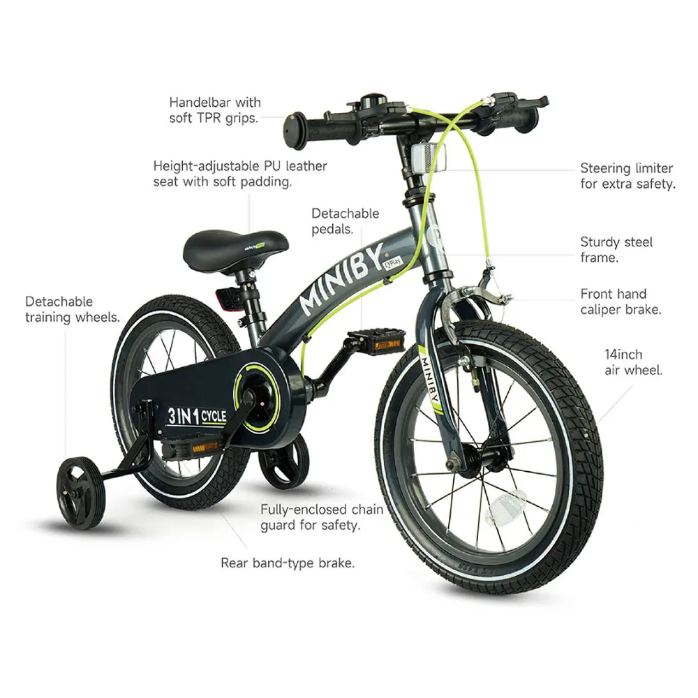 Qplay 3 In 1 Miniby 14´´ Fahrrad, Black, One Size Qplay 3 In 1 Miniby 14´´ Fahrrad, Black, One Size