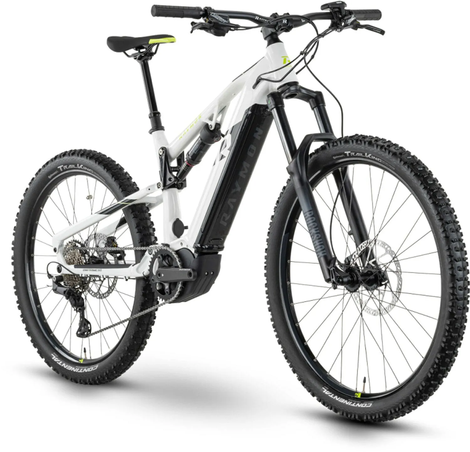 Raymon TrailRay 160E 7.0 M350 white/black/lime green 29"/27,5" 630 Wh Diamant, Weiß, L Raymon TrailRay 160E 7.0 M350 white/black/lime green 29"/27,5" 630 Wh Diamant, Weiß, L