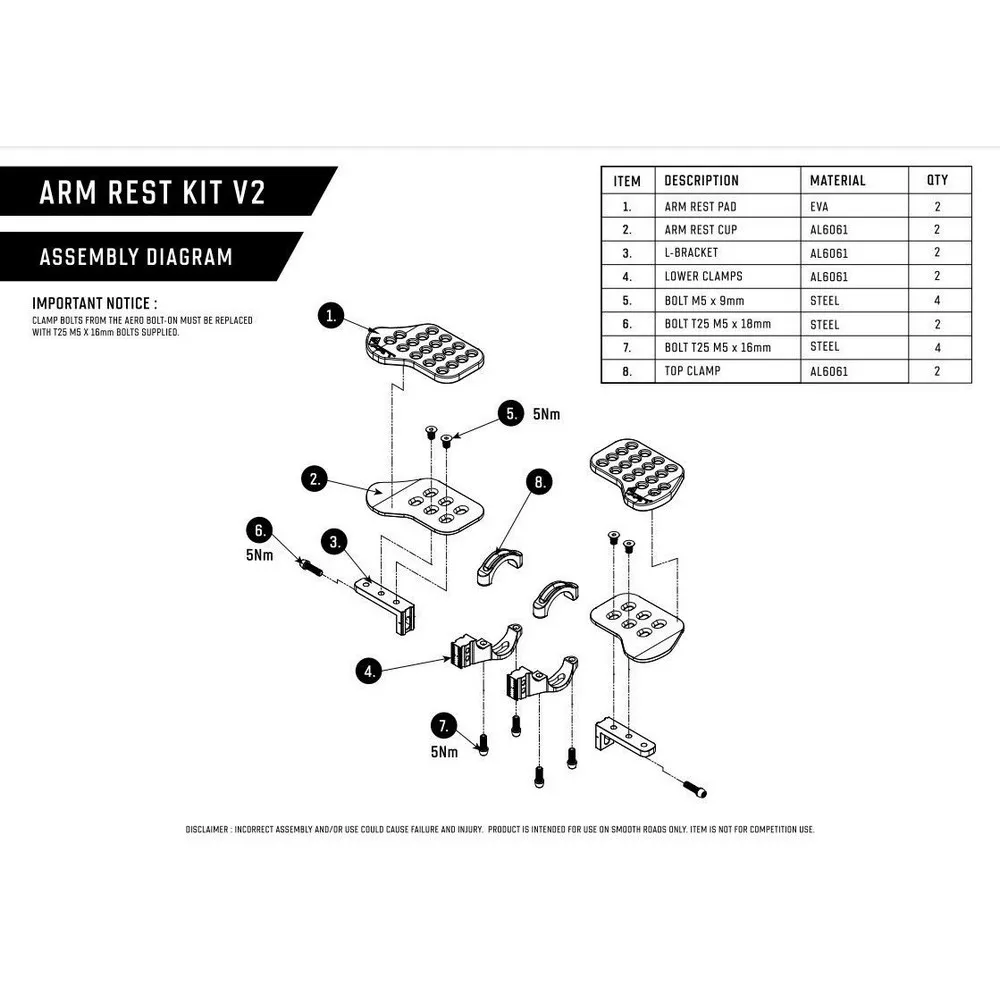 Ride Lenker-kit V2 Aerobars Armauflagen, One size