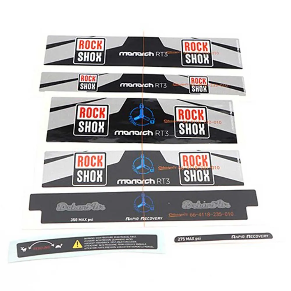Rock Shox Aufkleber Hinterbaudämpfer Monarch Rt3 Debonair, Silver / black, One Size Rock Shox Aufkleber Hinterbaudämpfer Monarch Rt3 Debonair, Silver / black, One Size