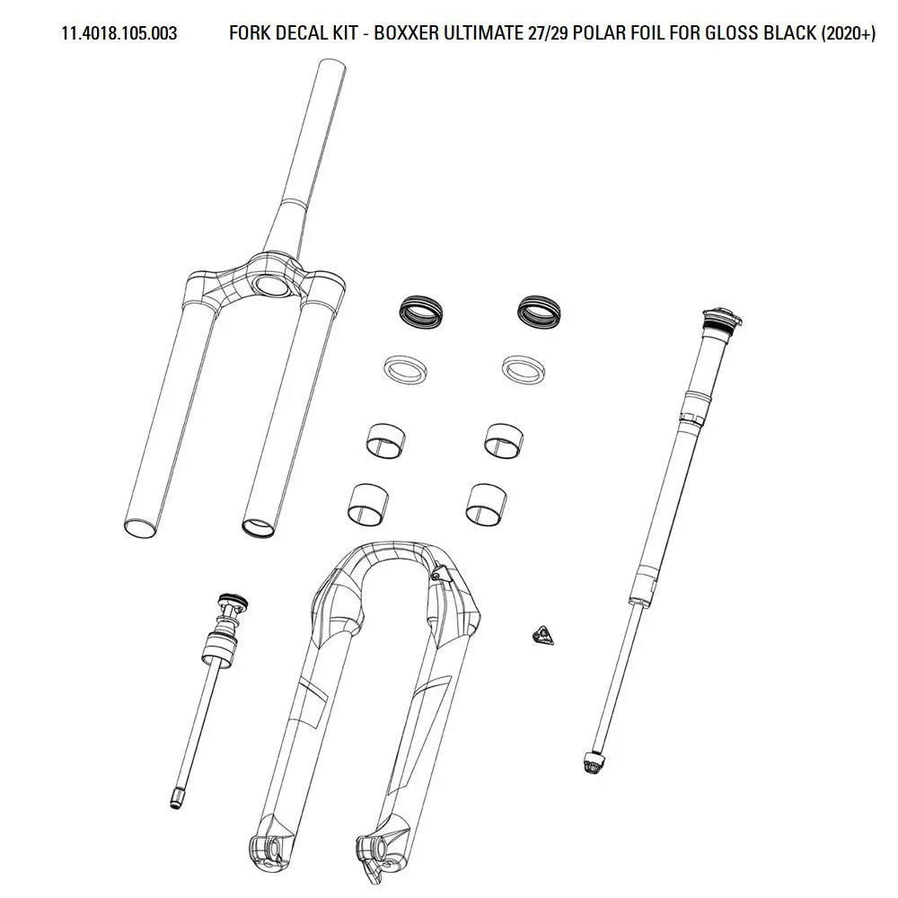 Rock Shox Boxxer Ultimate Aufkleberset, Polar foil for gloss black, 27.5-29" Rock Shox Boxxer Ultimate Aufkleberset, Polar foil for gloss black, 27.5-29"