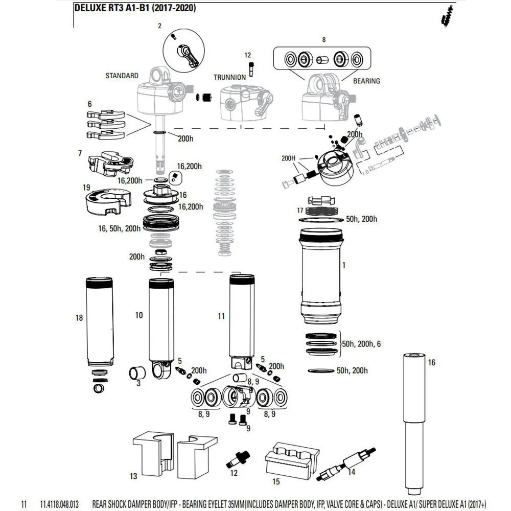 Rock Shox Deluxe/super Deluxe Corp Ifp Bearning Eyelet Kit Mit Hinterem Stoßdämpfer Rock Shox Deluxe/super Deluxe Corp Ifp Bearning Eyelet Kit Mit Hinterem Stoßdämpfer