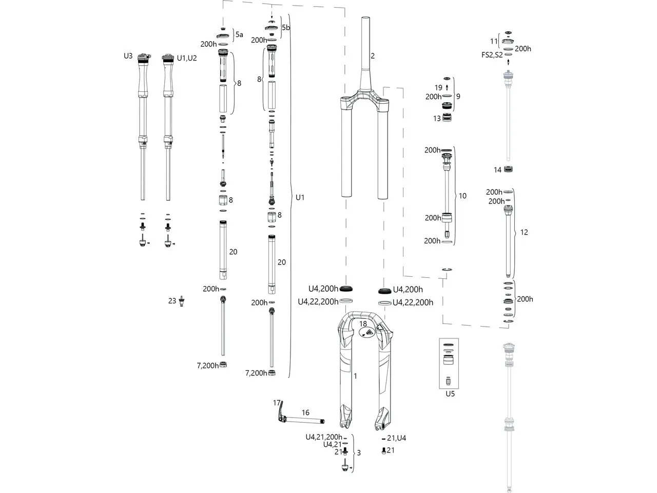 Rock Shox Ersatzteile Lyrik RCT3 A1-C1/RC B1-C2/RC2 C1 (2016-2019), diffusion black/42mm Offset Rock Shox Ersatzteile Lyrik RCT3 A1-C1/RC B1-C2/RC2 C1 (2016-2019), diffusion black/42mm Offset